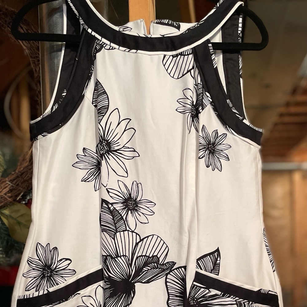 Floral Black and White Dress